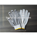10 gauge bleached white cotton black pvc dotted gloves